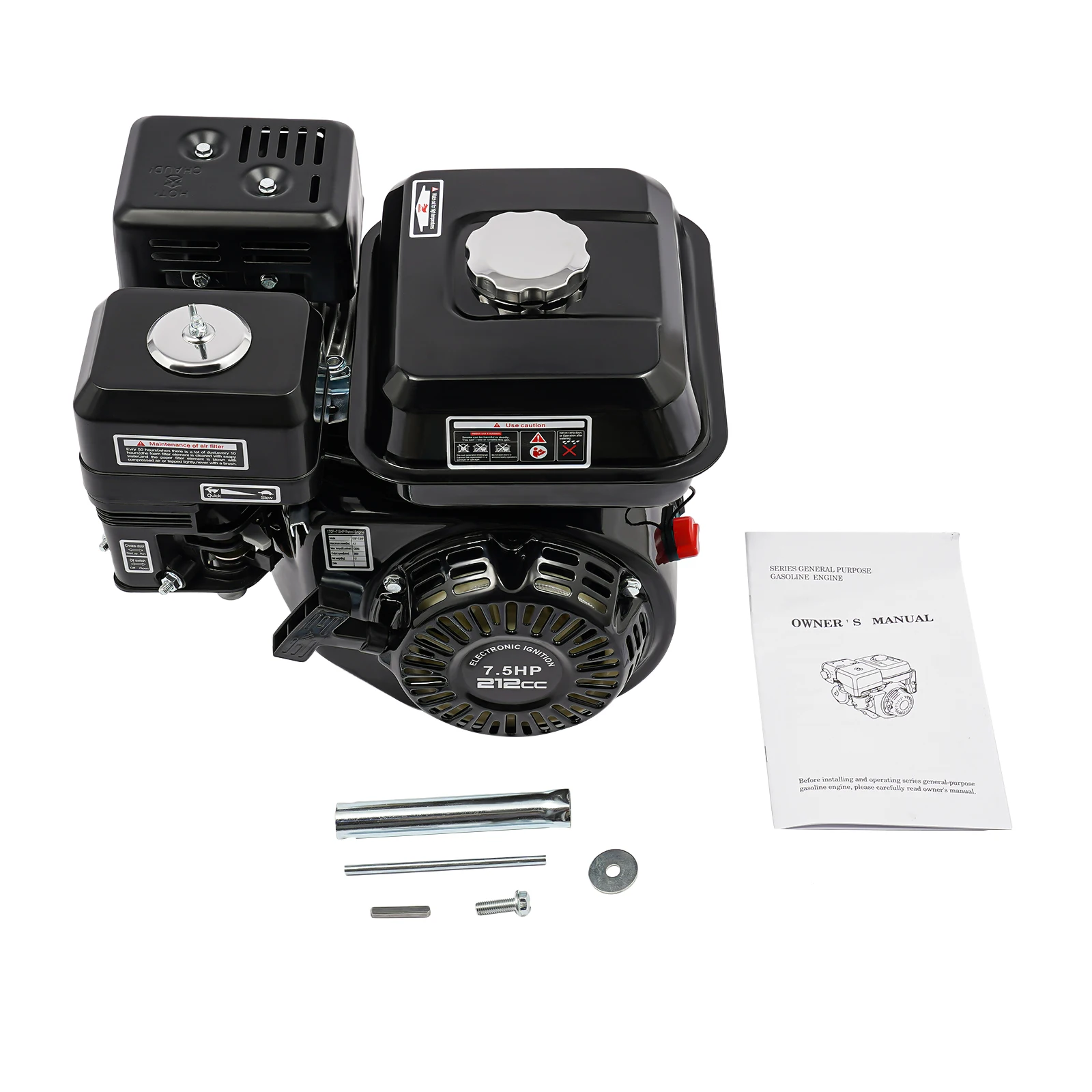 7,5 PS 212ccm Motor 4-Takt OHV, 20mm Welle 3600 U/min luftgekühlter Motor mit Ölwarnung und Ölabbruch bei niedrigem Ölstand für Pumpe, Generator, Rasenmäher (Handstart) – Detail 11