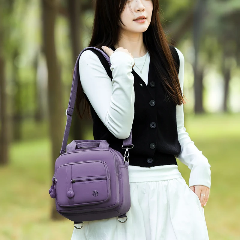 Modische, leichte Umhängetasche für Damen, vielseitige Handtasche mit mehreren Fächern, quadratische Form, Schultertasche, multifunktionale Tasche mit Tragegriff. – Detail 15