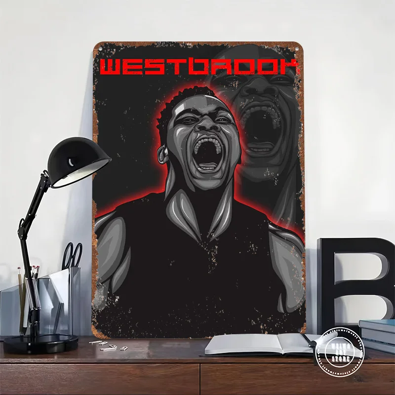 Russell Westbrook Printed Posters Customizable Wall Art Retro Vintage Metal Tin Signs for Home Room Garage Decoration Gaming