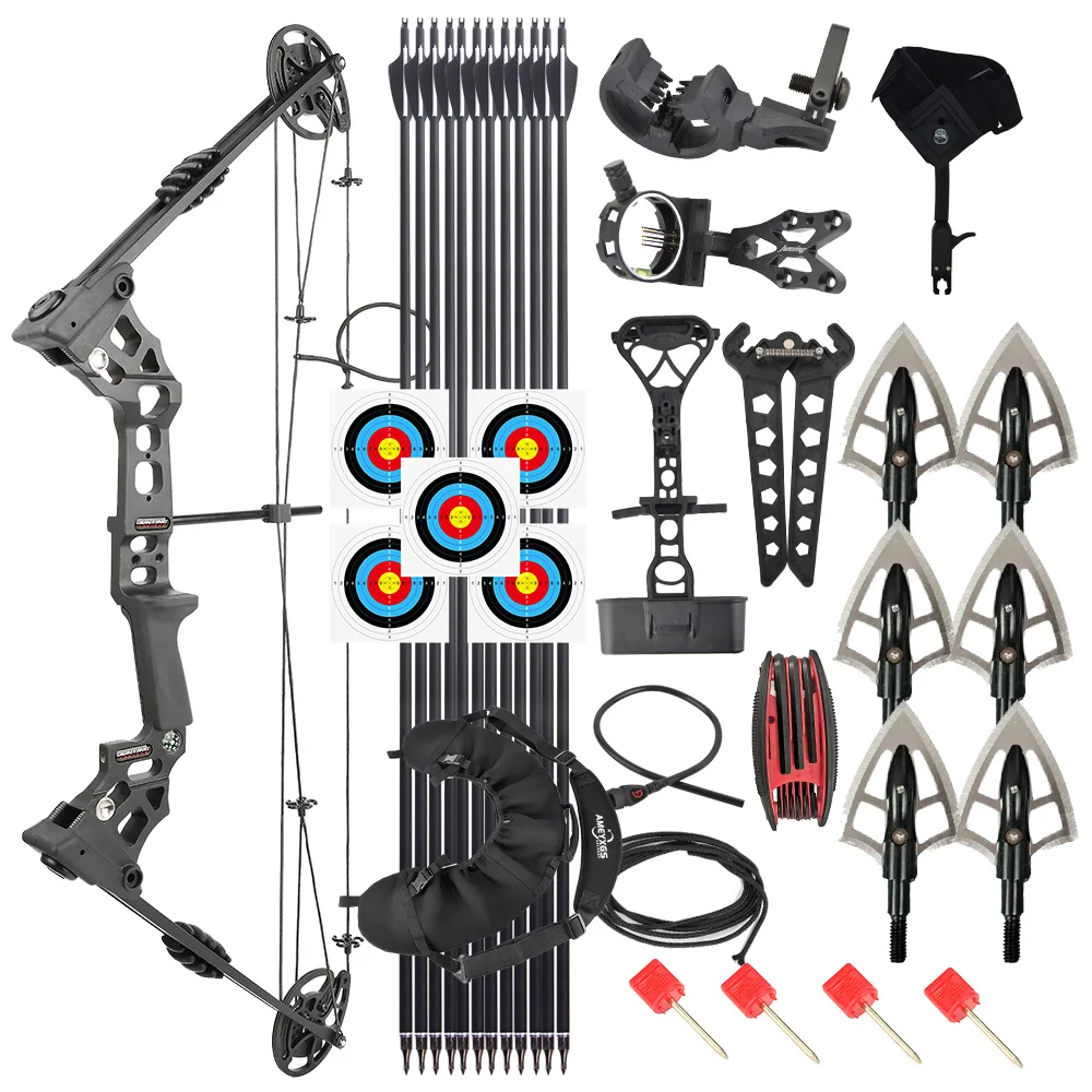 20-70lbs Compound Bow Kit Arrows Set 320fps Hunting Adjustable Adults Shooting