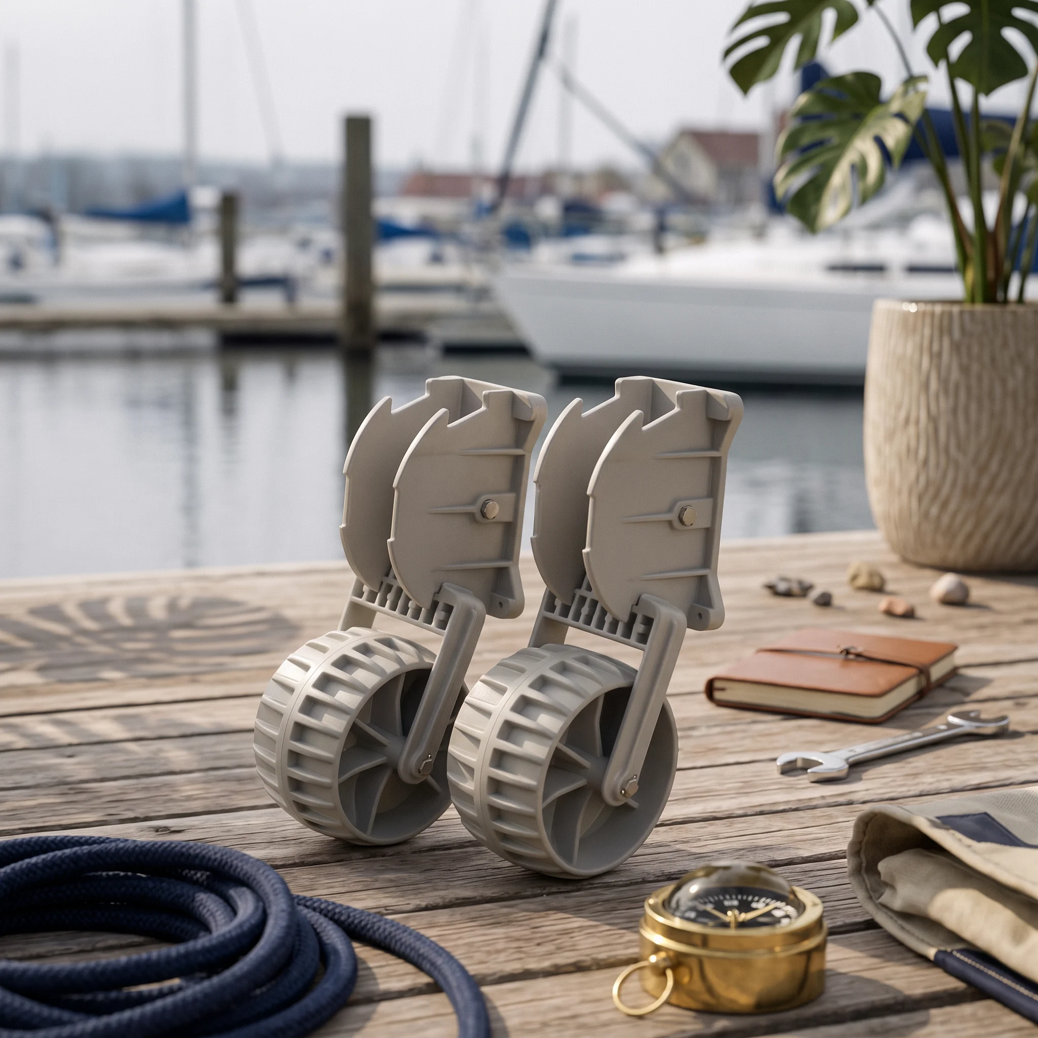 Compact Inflatable Boat Wheel Set Boat Launching Wheel with Retractable Bracket Traction Rib Design for Sandy Banks