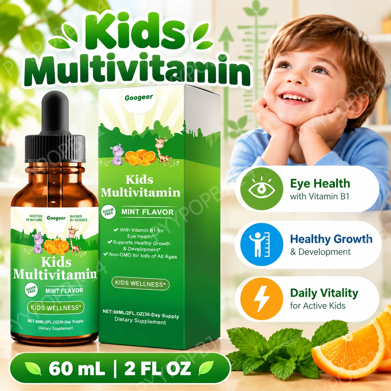 Kids Kids Multivitamin Liquid Drops, Support Kids Healthy Growth & Eye Health & Boost Daily Vitality, Vitamin B1 Complex,60ml - Aliexpress Deal
