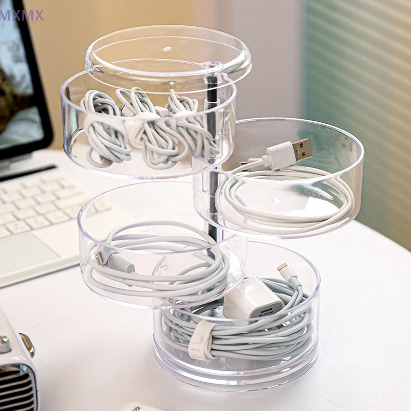 Acrylic Clear Round Storage Box Stackable Belt Rack Display Holder For Watch Jewelry Cosmetics Bracelets Rings Ties Container