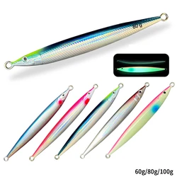 AOCLU 60g 80g 100g 120g Fast Jigging Lure Luminous UV Glow Fishing Baits Metal Jig Boat Sea Fish Tackle Saltwater