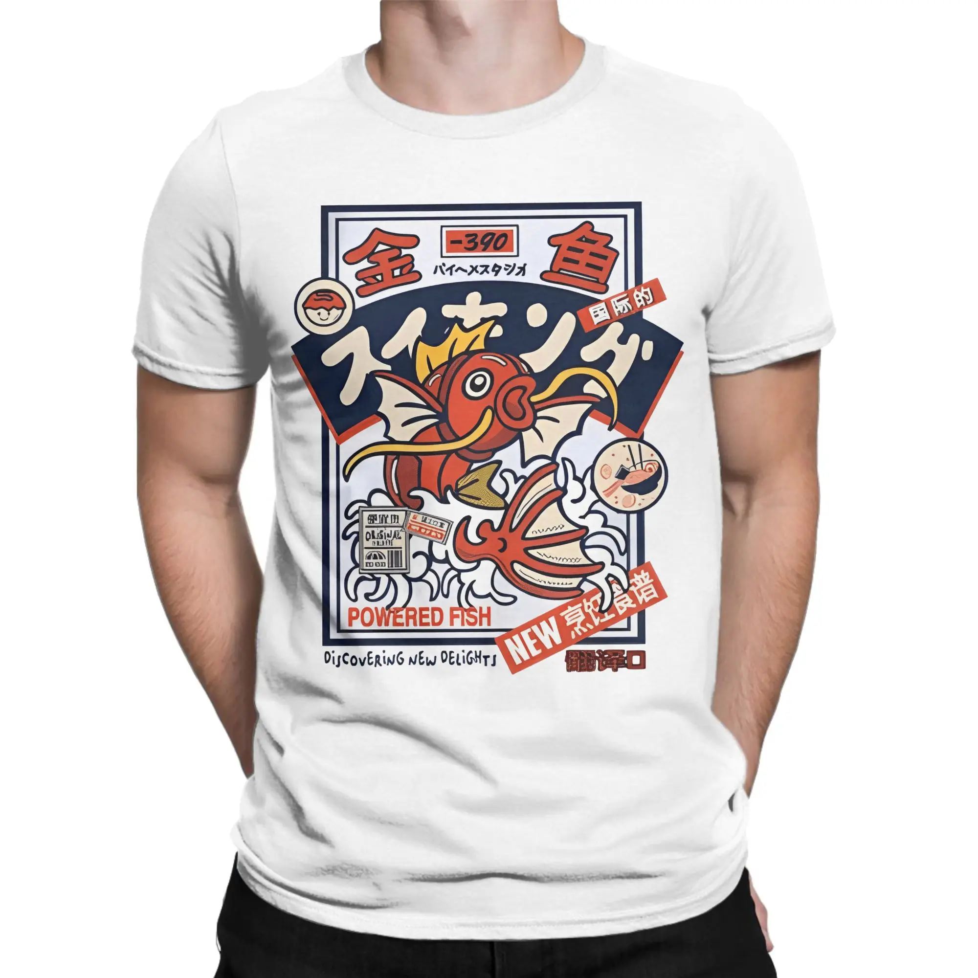 Red Koi Cotton T-Shirt For Adult Beach Japanese Style Streetwear T Shirts O Neck Popular Tees Oversize Cheap Tops