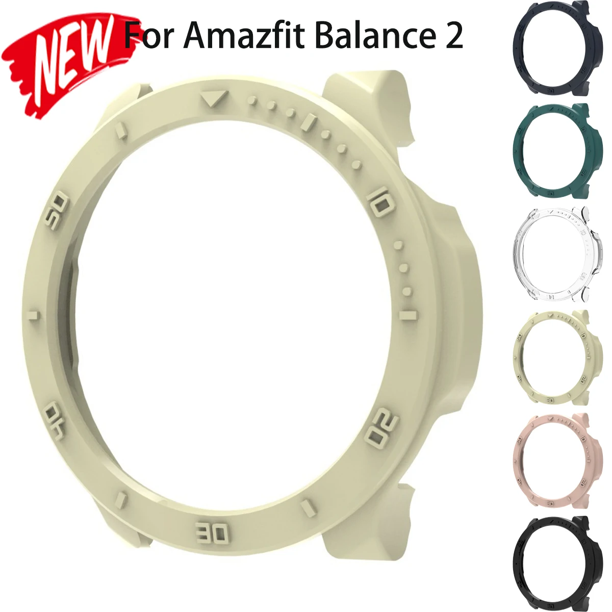 Hard PC Case for Amazfit Balance 2 Protective Frame Bezel Ring with Time Scale Cover for Balance 2 Edge Full Cover Shell Bumper