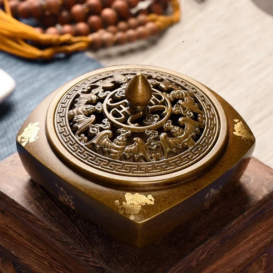 Gift Vintage Incense Burner Ornament Oriental Chinese Incense Burner Copper Portable Norse Offer Buddha Porte Encens Home Decor