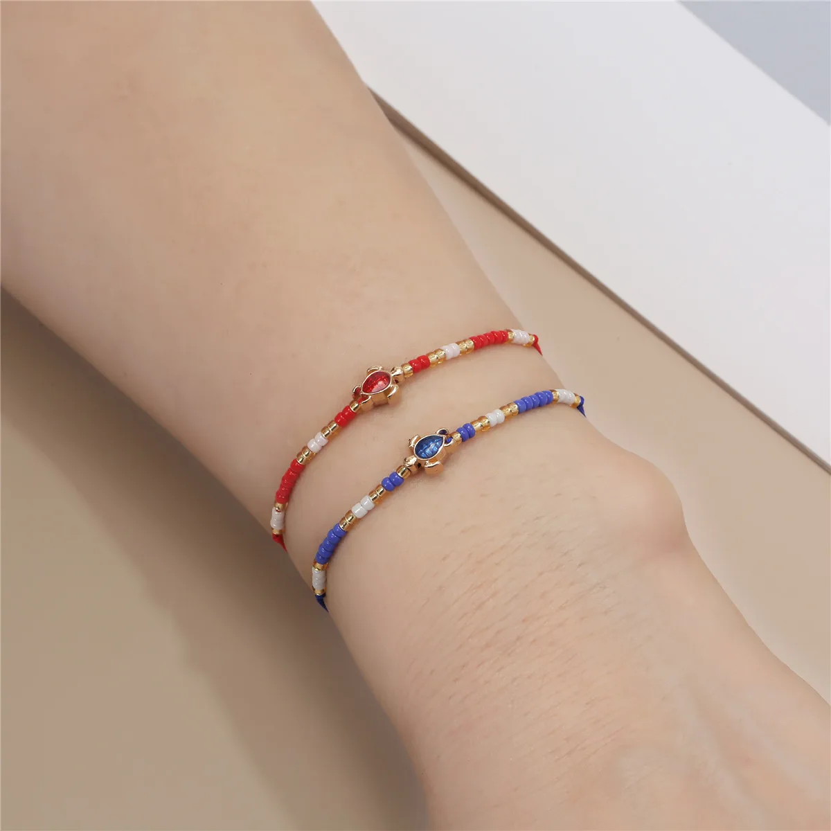 12Pcs Bohemian Rice Bead  Sea turtle Beaded Bracelet Set Is Adjustable Summer Bracelet