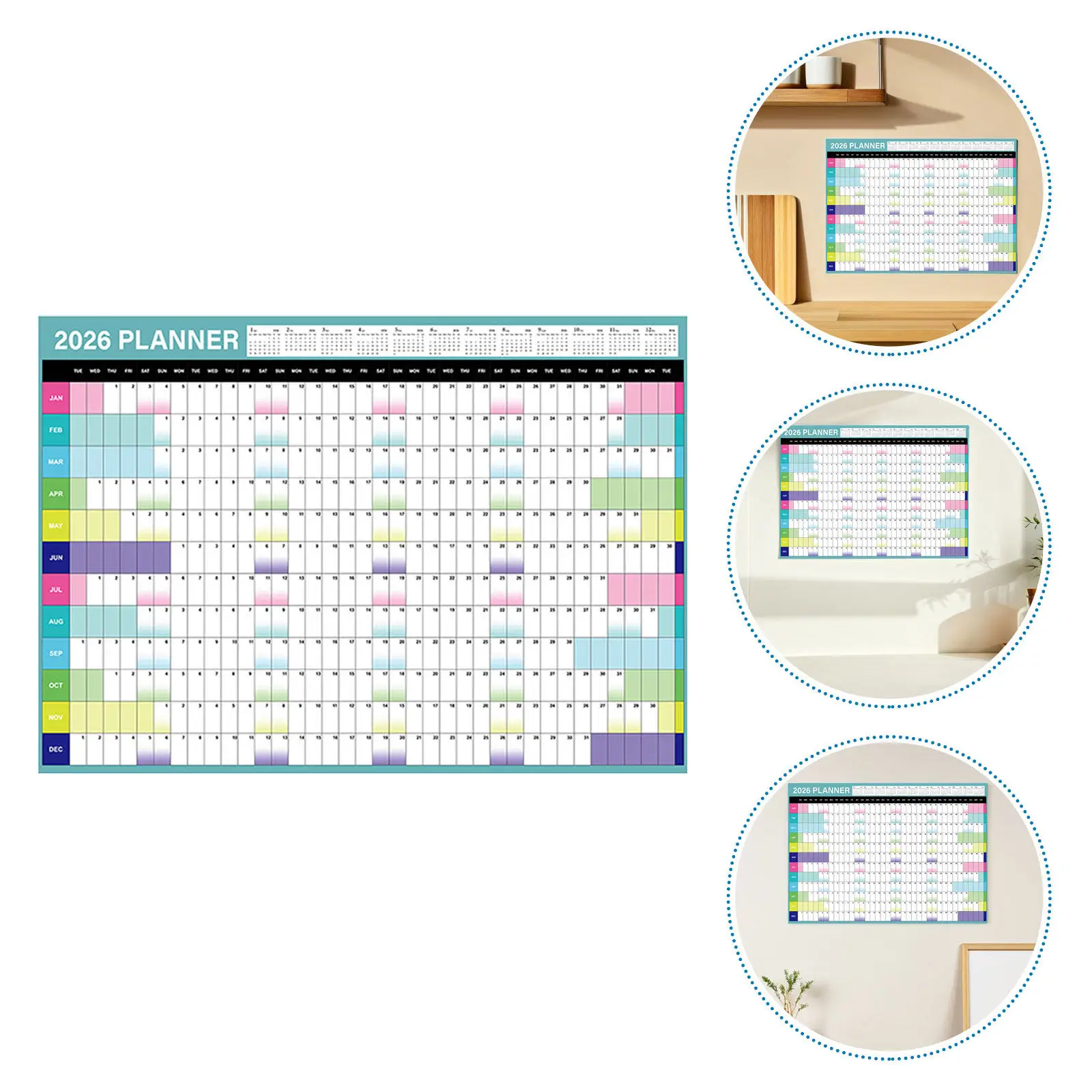 

Large 2026 Wall Calendar Yearly Full Page Monthly Planner Family School Office Wall Organizer Big Calendar