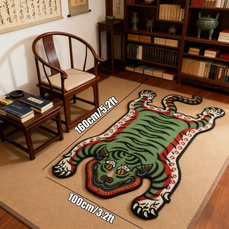 VIKAMA Tiger Pattern Rug Non-slip and Warm Bedroom Entrance & Bedside Mat Living Room Sofa & Coffee Table Rug Home Decor