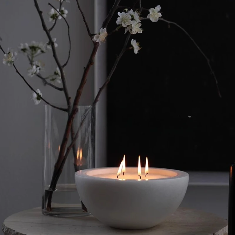 

Candle Bowl Fruit Plate Natural Marble Large Ornament Ornament Living Room Niche Premium Birthday Gift