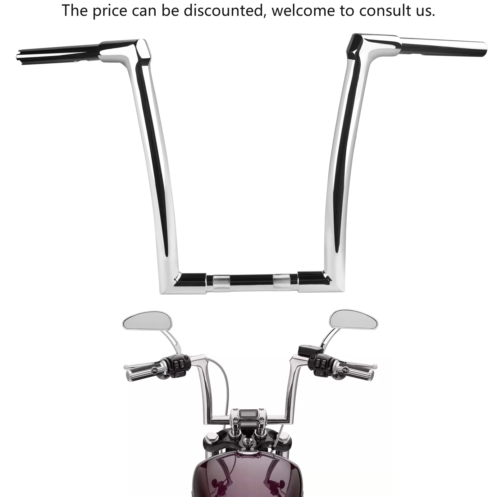 

Chrome 14" Fused Ape Hanger Handlebar Compatible With Most For Harley Dyna Softail Sportster XL883 1200 Road King Road Glide