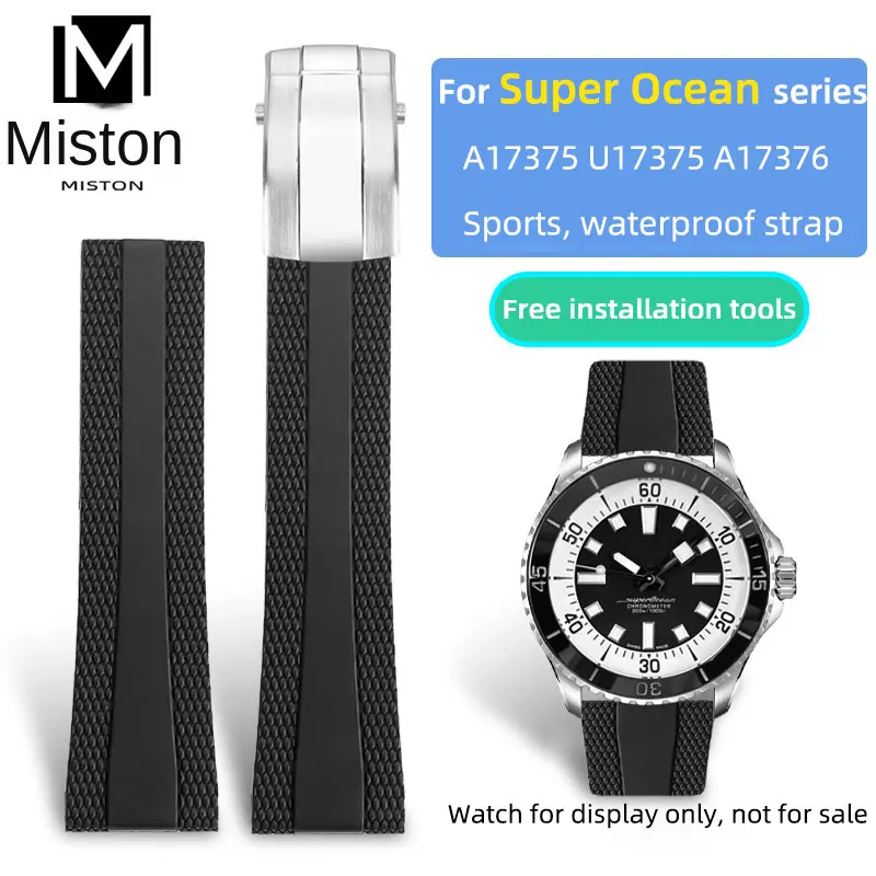 For 42mm Superocean rubber strap A173 strap Navigator/Avenger Breitling NEW Rubber Strap Bracelet Replace 22mm Blue watch band