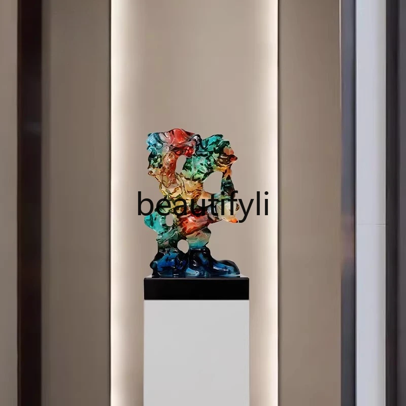 

Taihu Stone Sculpture Hotel Lobby Light Luxury Floor Ornament Transparent Resin Living Room Entrance Art Decoration