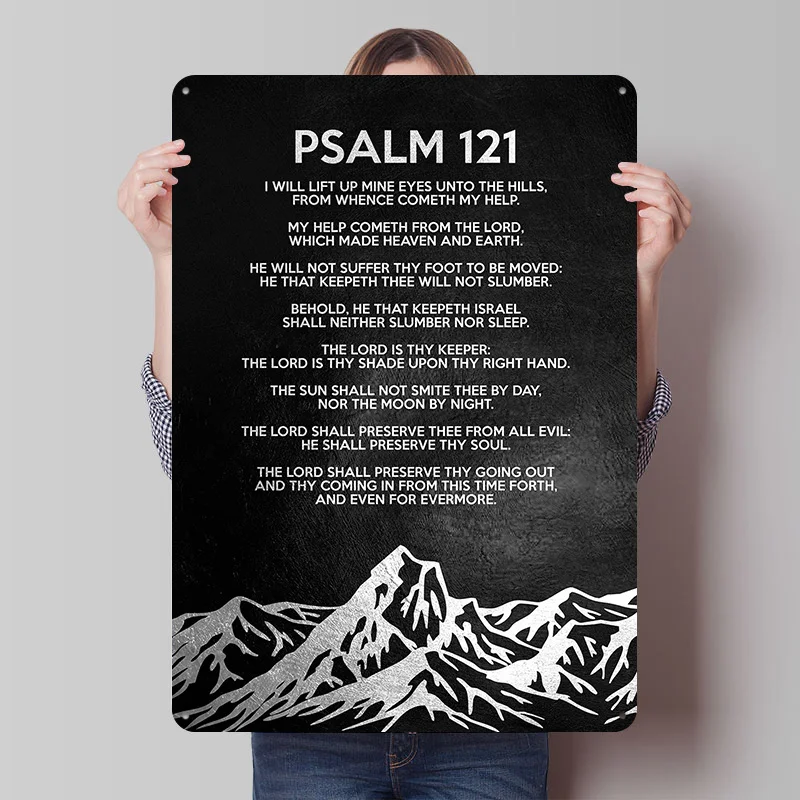 Psalm 121 Metal Poster Tin Signs House Decor Custom Metal Sign for Wall Art Decoration Gaming Room Decoration At Home Retro Desk