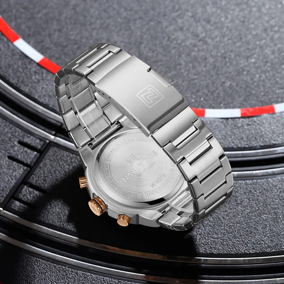 Naviforce homem quartzo marca superior relógio de luxo luminoso cronógrafo relógio de pulso aço inoxidável à prova dwaterproof água data calendário relógio