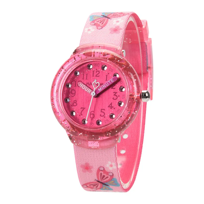 Student Quartz Watch Cartoon Pattern Gift Pink Butterfly Love Strap Girl Clock Blue Boy Sports Watch