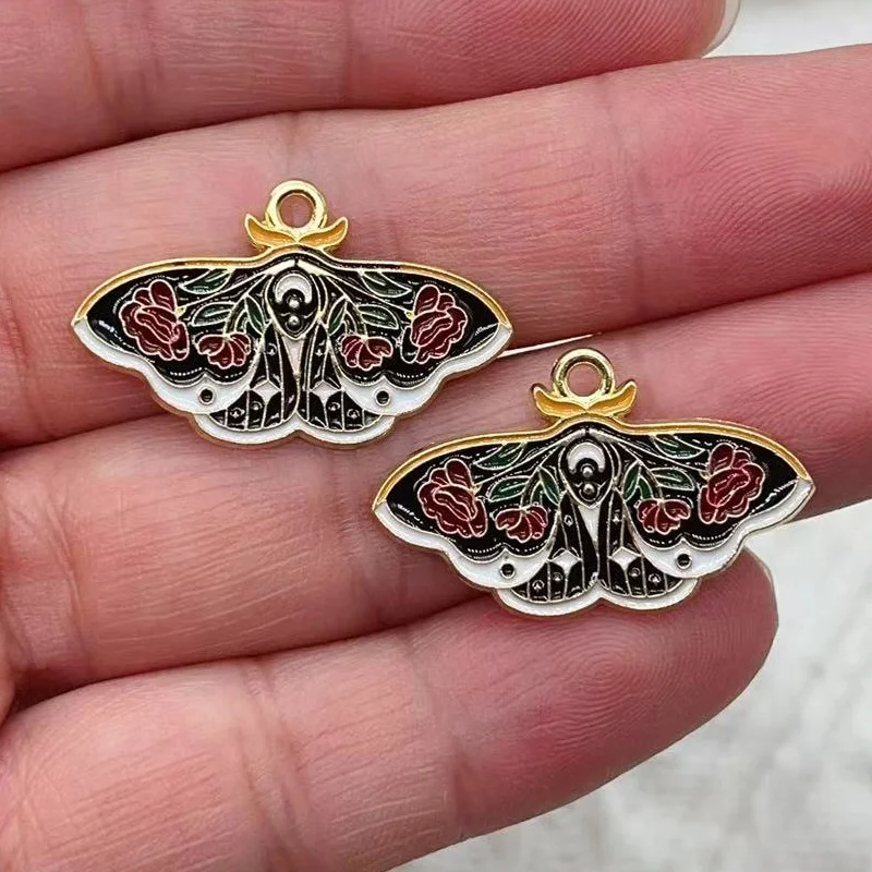 10pcs Butterfly Moth Alloy Pendants Colorful Enamel Insect Butterfly Charms For DIY Pendant Earring Necklace Jewelry Accessories