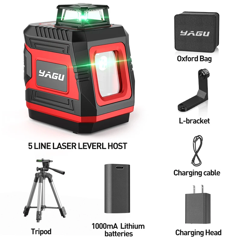 Imagem -04 - Yagu Conjunto de Tripé de Nível a Laser de Linhas Ferramenta Laser Cruzada Verde com Linhas Verticais e Horizontais Rotação de 360 Graus Autonivelante