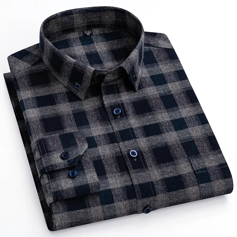 New in shirt big size 7XL Full shirts for men 100%cotton plaid tops slim fit formal shirt plus size Casual pocket office clothes