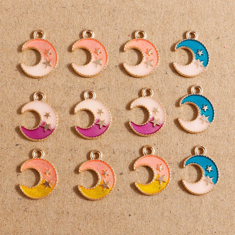 10 Stück Mix Emaille Galaxie Planet Raum Charms für Halsketten Armband Ohrringe Mond Sterne Anhänger DIY Schmuck Herstellung Zubehör – Detail 10