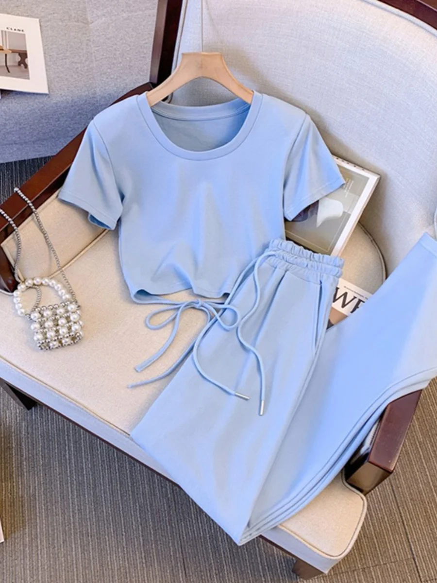 

Summer Outfit Women's Tea System Active Age Reduction Street Salt Light Maturity Top Design Sensation Small Casual Sport Set