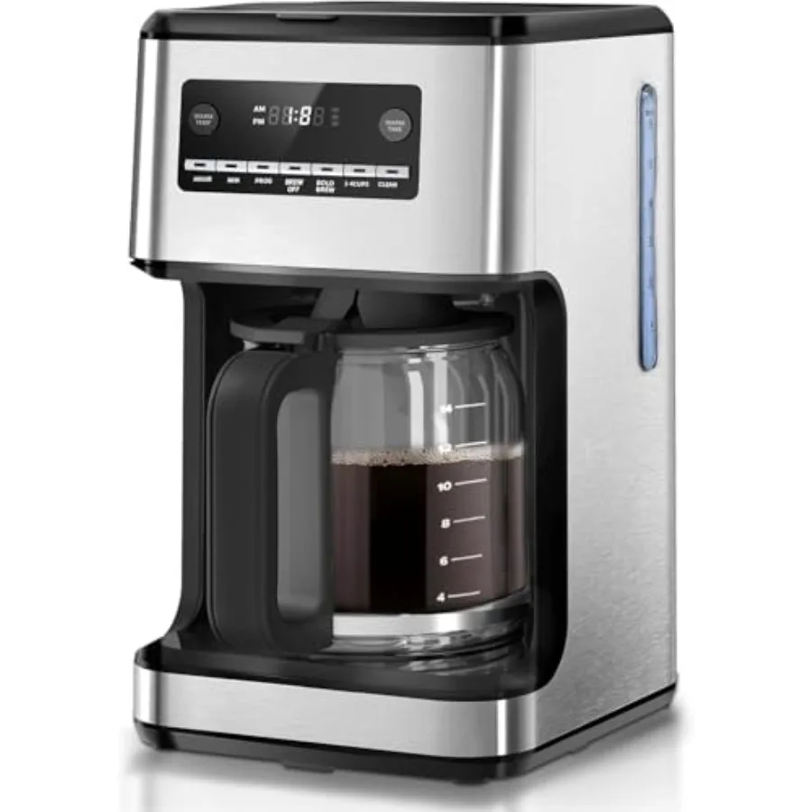 Coffee Maker 14-Cup Programmable Drip Coffee Makers Machines with Timer Keep Hot Plate and Reusable Filter Self-Cleaning Auto P