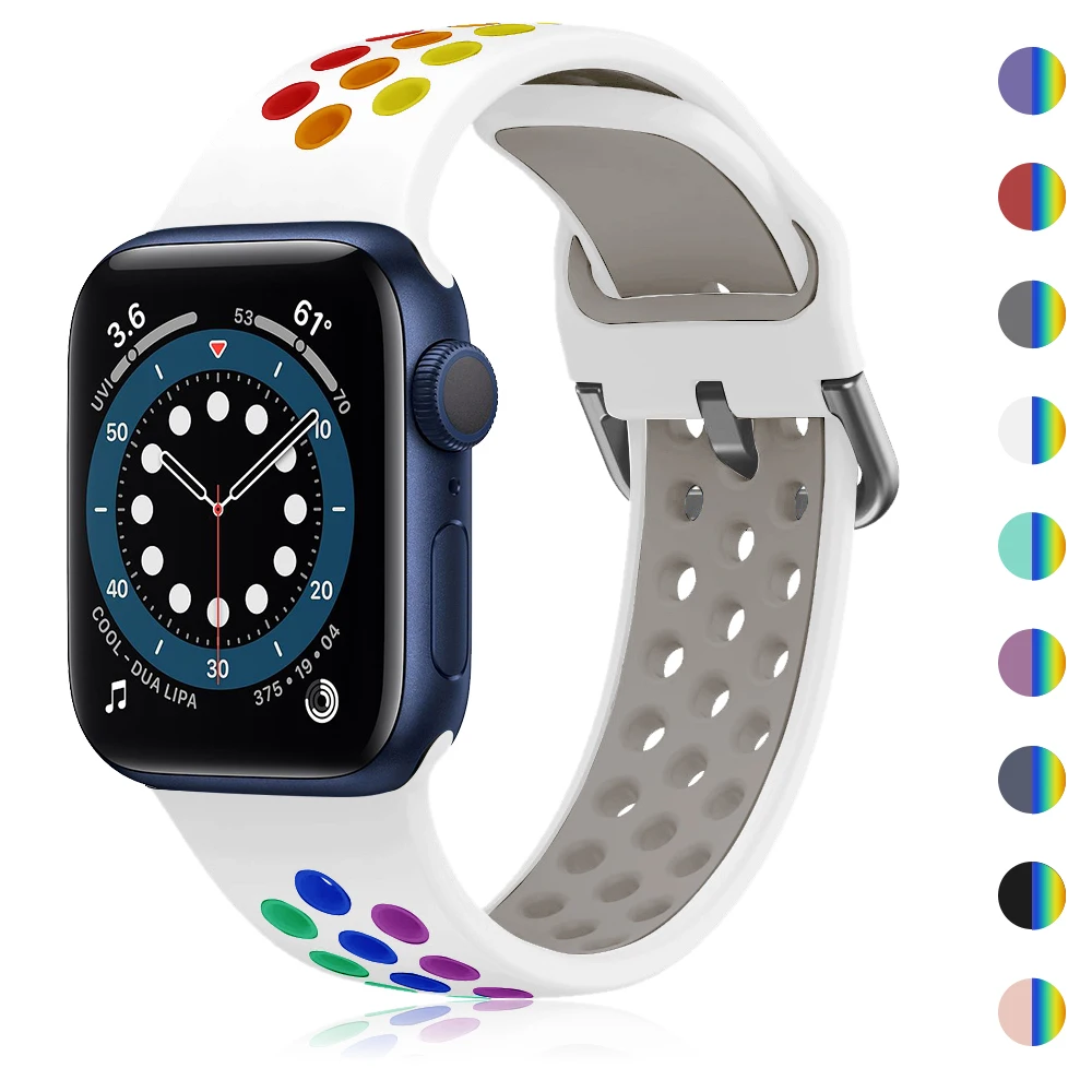 

Silicone Band For Apple Watch Strap 44mm 45mm 40/41mm 42-38mm 46mm Sport bracelet iwatch series 10 9 8 7 6 5 4 3 SE Ultra 2 49mm