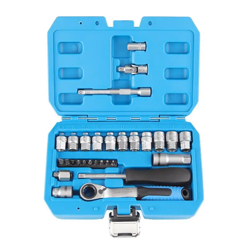 Imagem -02 - Núcleo do Carro Ratchet Socket Wrench Kit Torque Wrench Combo Auto Repairing Tool Grupo Drop Shipping 29 Pcs