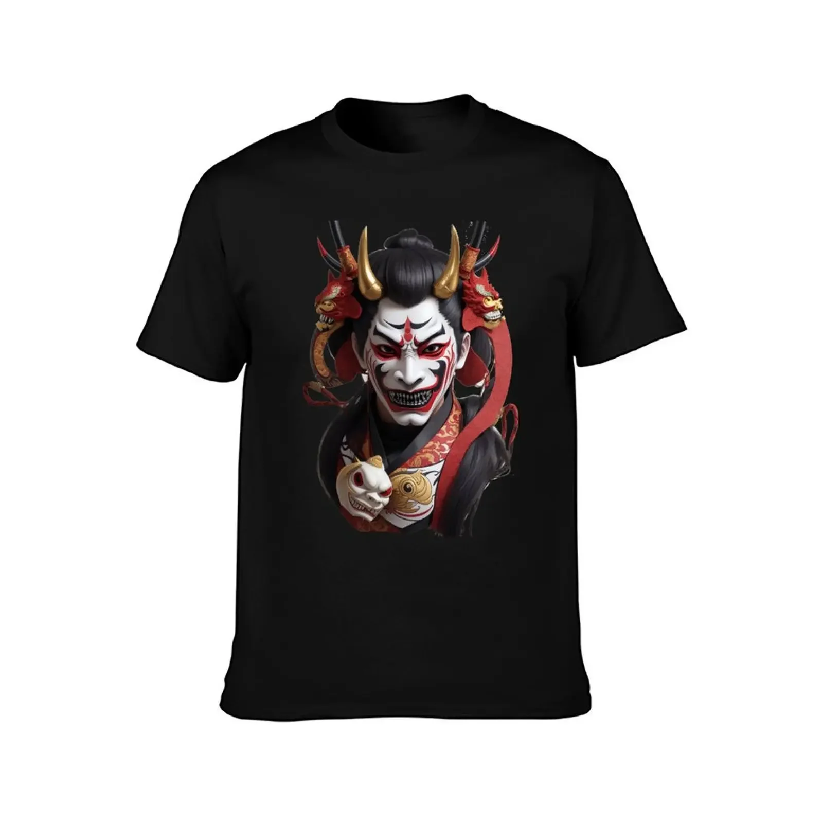 hannya mask japanese T-Shirt anime figures Blouse oversized t shirt men t shirt