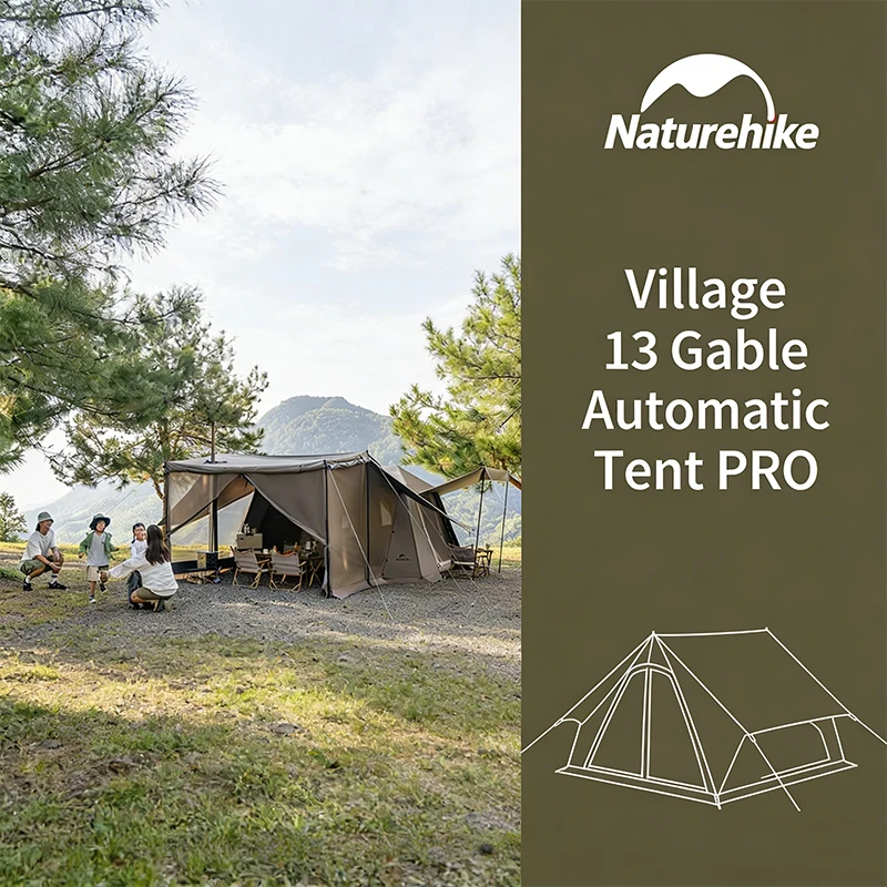 

Naturehike Village 13 Gable Automatic Tent PRO 2Bedrooms 4Living Room Outdoor Camping Mosquito-proof And Sunshade Portable Tent