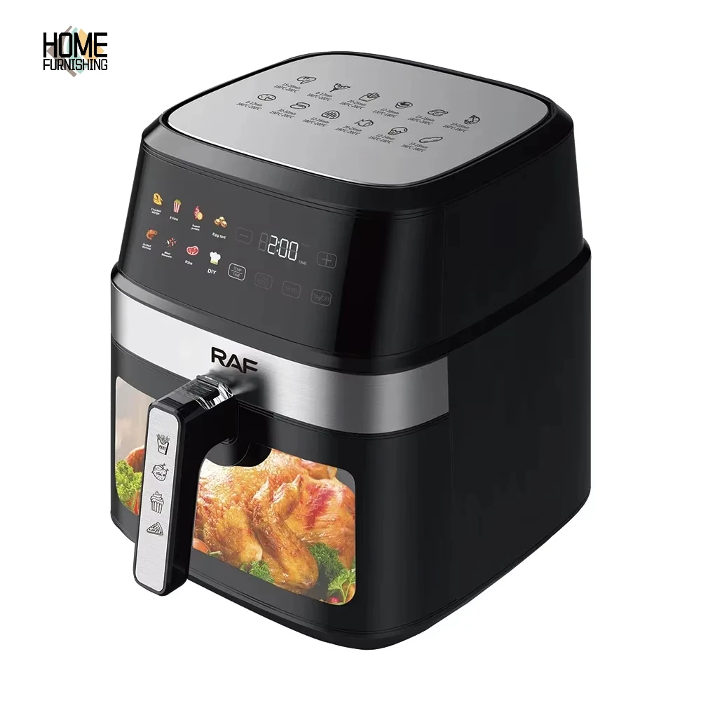 RAF Multifunctional Stainless Steel 8L smart air fryer Oven Fryer Oil Free Electric Deep Digital Air Fryers With Visible Window