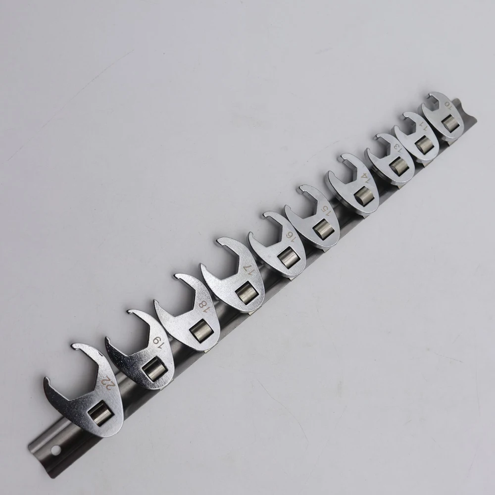 10Pcs 3/8Inch Drive Crowfoot Wrench 10 To 22mm Metric Foot Open End Spanner For Torque Wrench Keys Set