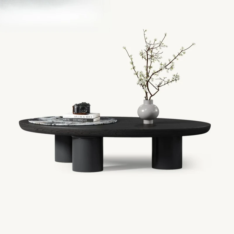 

Natural luxury stone oval coffee table living room 2026 new high-end modern simple black