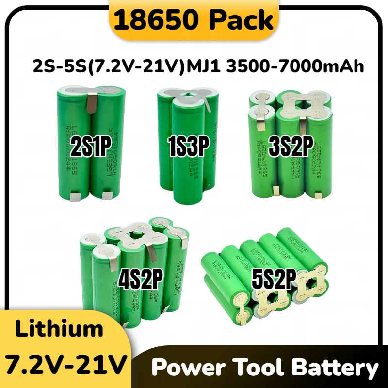 

High Capacity 18650 Battery Pack 18V 3500mAh for Power Tools Screwdriver 2S1P 3S2P 5S2P Li-ion Rechargeable for DIY Electronics