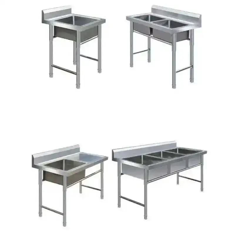 

Kitchen Stainless Steel Sinks Washing Sink with Bracket Multifunctional Sinks for Restaurant Commercial Floor Dishwashing Sinks