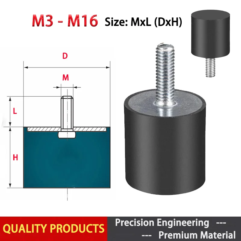 

1pcs VE Type Rubber Shock Absorber Buffer Pad Single Head Outer Wire Circular Isolator Generator Foot Shock-Absorbing Pad NHE04