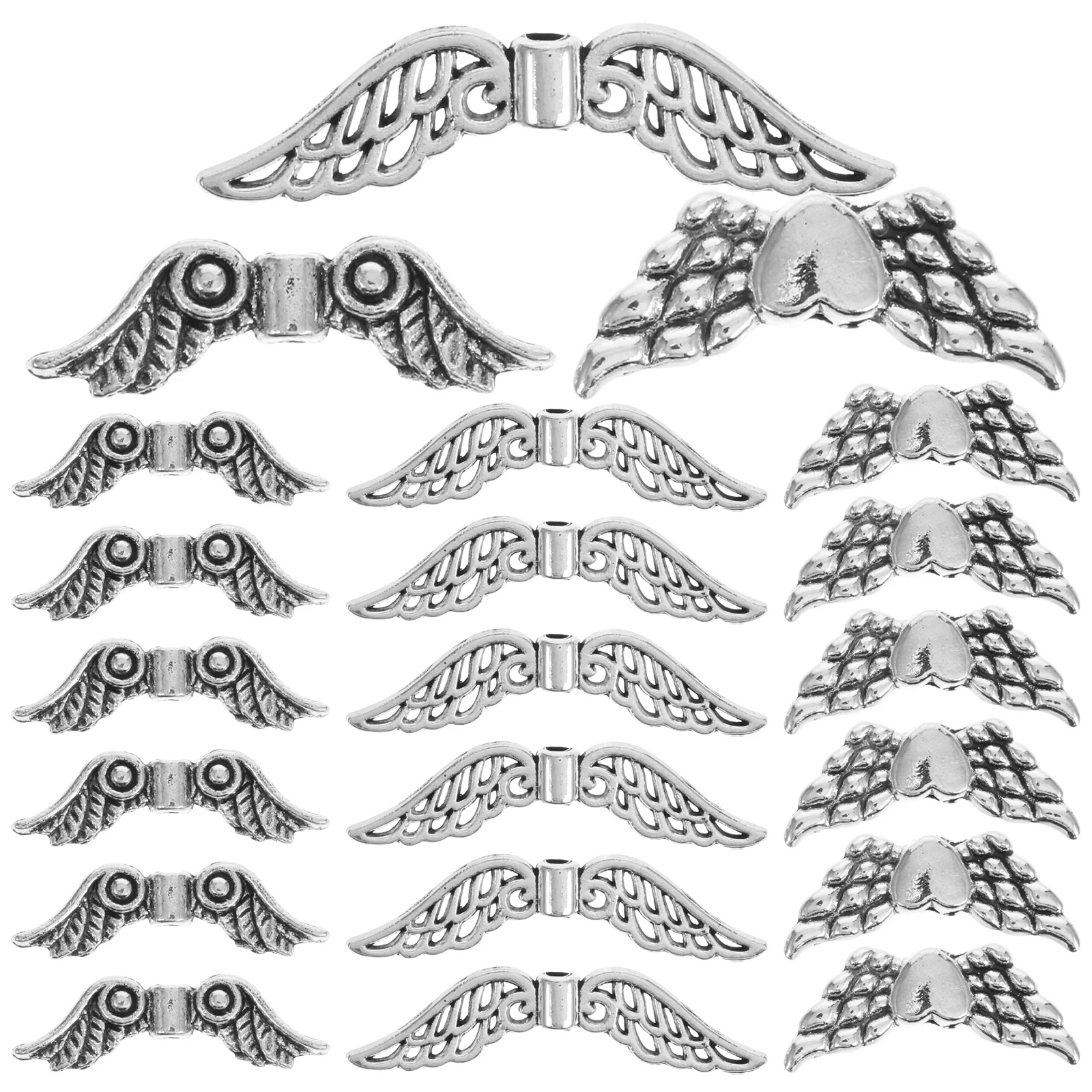 

60Pcs Small Angel Wing Charms Vintage Fairy Wings for Jewelry Making DIY Earrings Necklaces Keychains Craft Beadwork Supplies