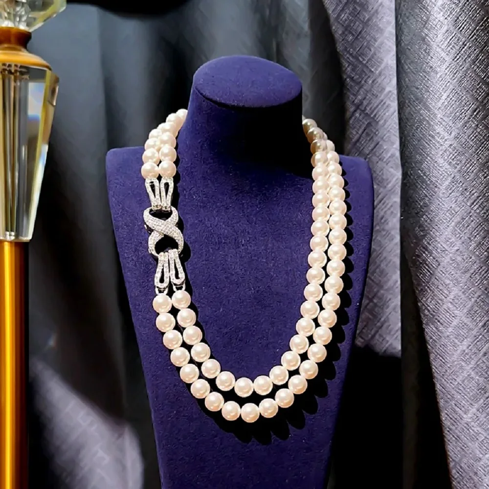 1-صف 2-صف أنيق اللؤلؤ قلادة AAAA 9-10 مللي متر الطبيعية جنوب البحر جولة اللؤلؤ الأبيض قلادة 925s