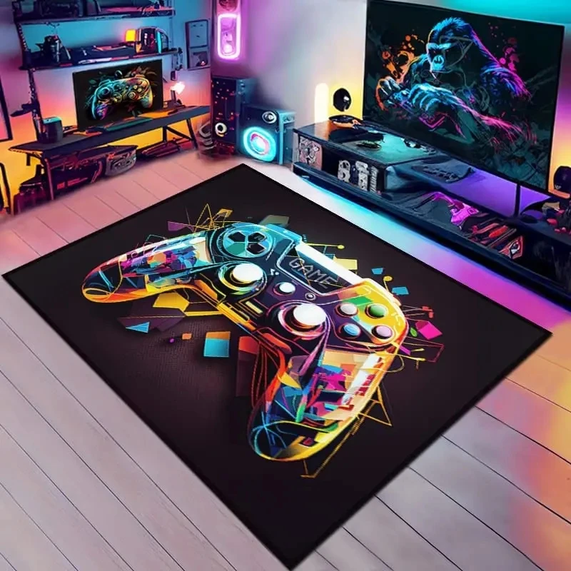 3D Game Carpet for Boys Room Game Rug with Controller Design for Game Room Home Room Area Large Rug Gift Door Mat Decoration