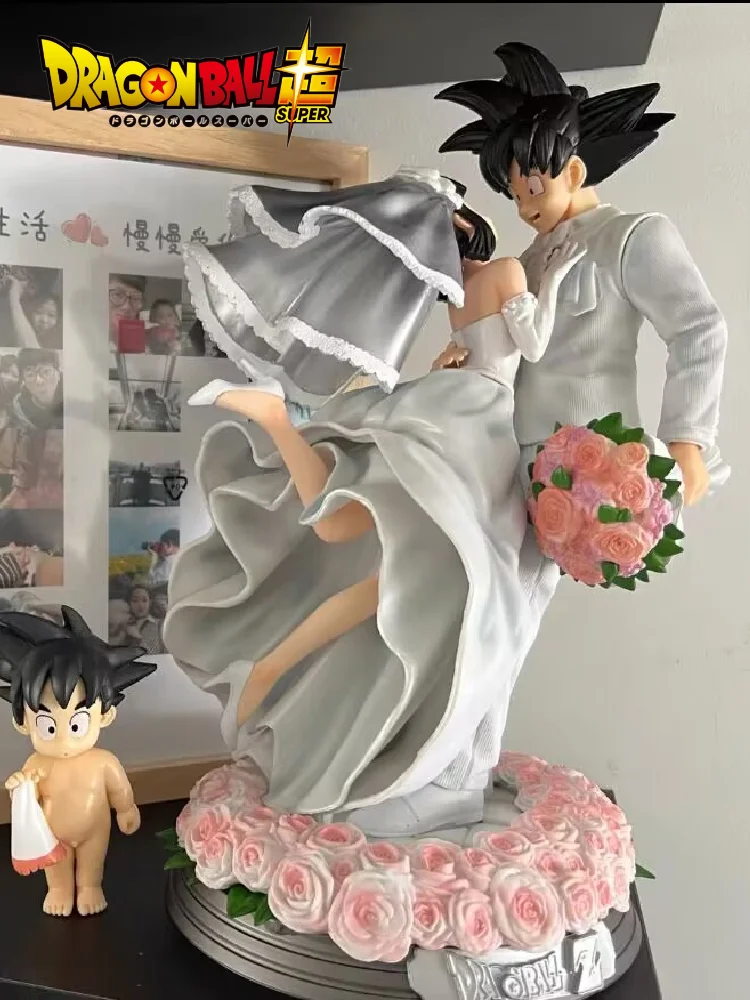 31cm Dragon Ball Action Figure Son Goku And Chichi Marry Wedding Ver Figurine Decoration Collectible Model Toys Gifts For Kids