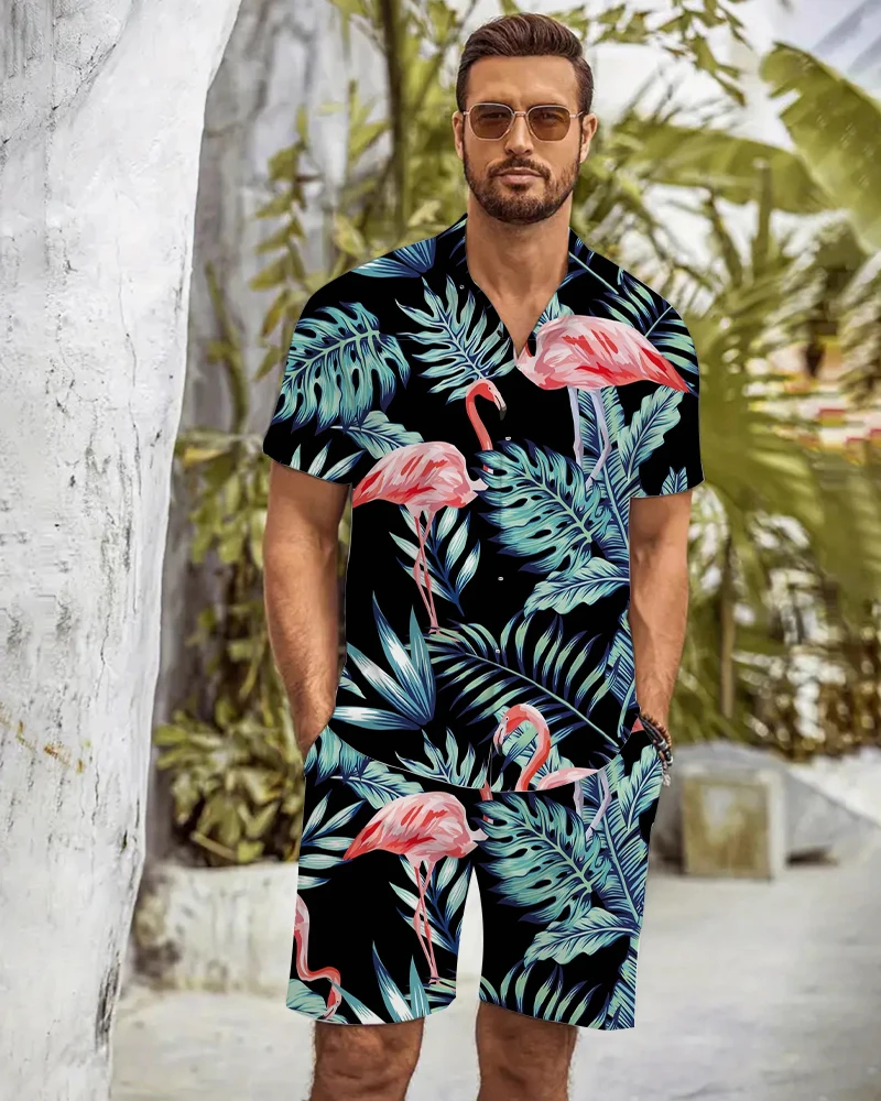 Men\'s Short Sleeve Shirt And Beach Shorts Set Men\'s Casual Shirts Beach Fashion Comfortable Men\'s Shorts Hawaii Holidays