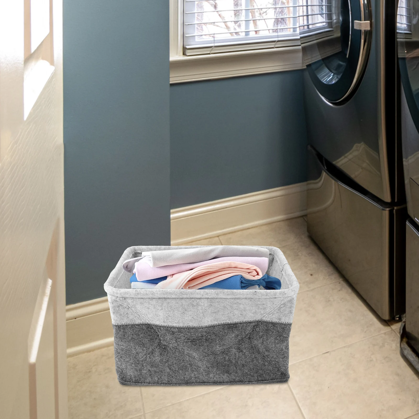 

Felt Woven Basket Large Capacity Laundry Hamper Bedroom Closet ganizer Foldable Storage Bins Material Home Use Saving