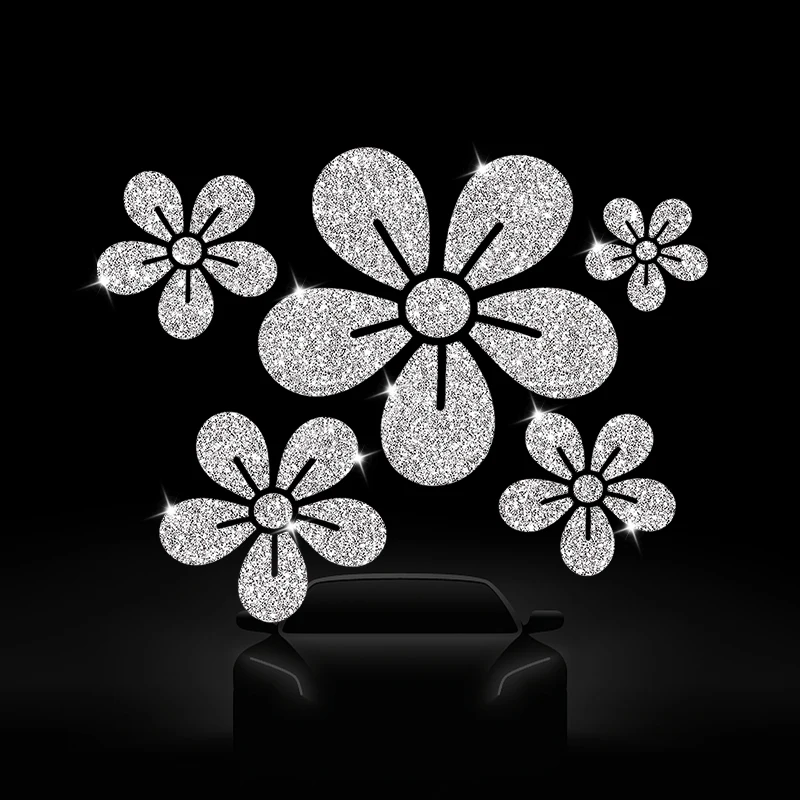 Sparkling Five Flower Wall Sticker Set, Living Rooms,Windows and Mirrors, Wall, Bedroom Doors. Car Sticker