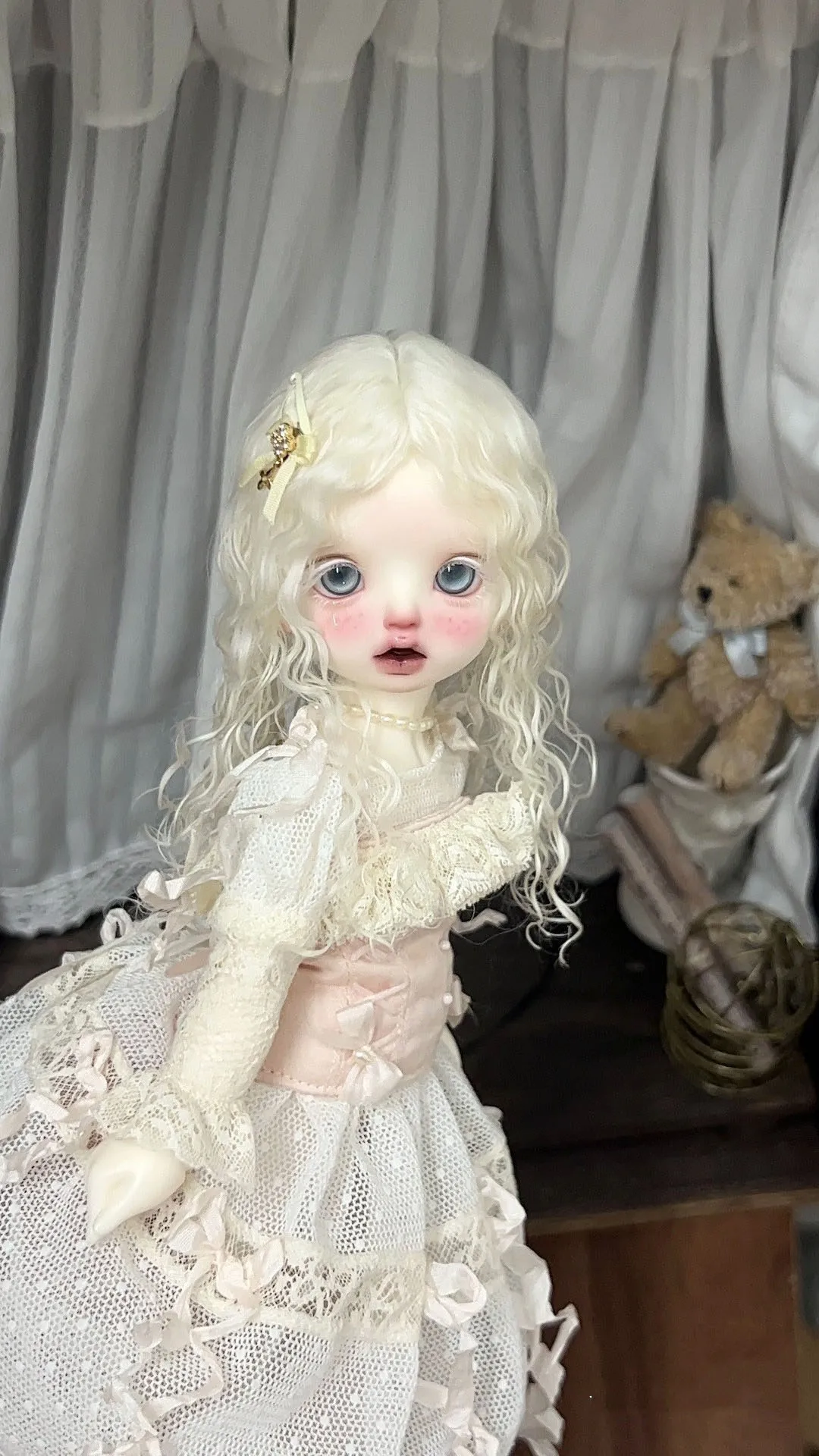 Haar voor pop zelfgemaakte mohair schapen kleine rol 1/6 BJD pop haar gratis verzending