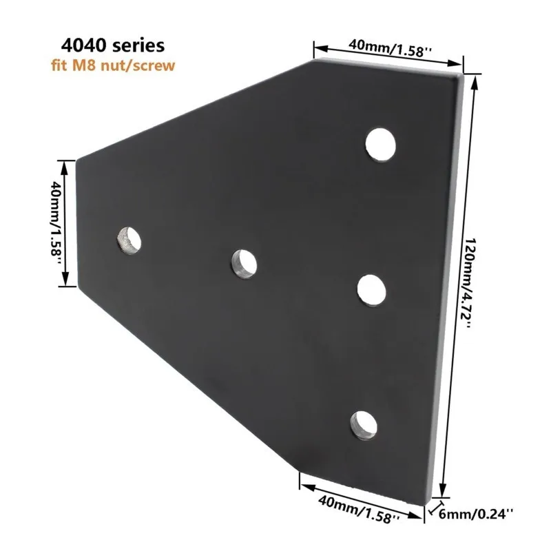 4ชิ้น/ล็อตมุมแผ่น T/L Shape 5หลุม90องศาภายนอกการเชื่อมต่อแผ่นอลูมิเนียม4040 Extrusion โปรไฟล์4040
