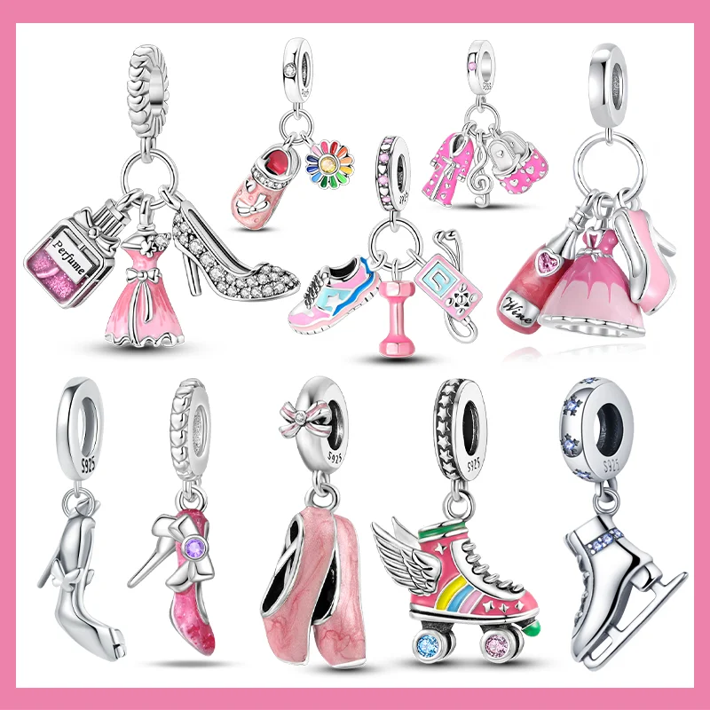 

New Collection 925 Sterling Silver Winter Series Skating Ice-skate Charm Charms Fit DlY Bracelet Necklaces Jewelry Fine Gifts