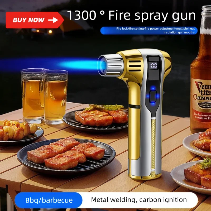 Simple and portable Type-C rechargeable butane flamethrower, metal welding gun, outdoor light luxury igniter