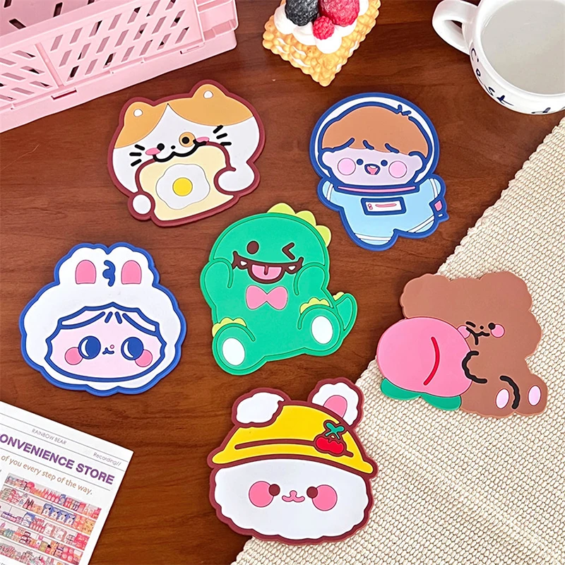 Cartoon Non-slip Silicone Coaster Cup Holder Mat Coffee Tea Hot Drink Cup Mat Coasters Insulated Pad Placemat For Kitchen