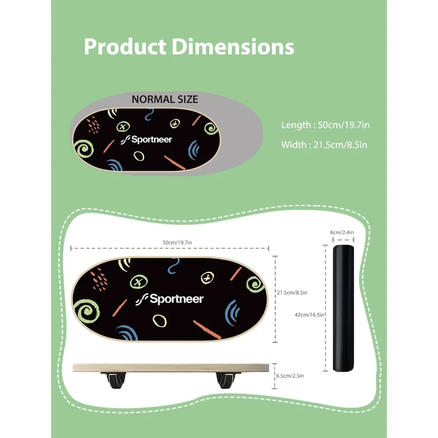لوحة التوازن للأعمار من 3 إلى 612 عامًا: لوحة تمايل آمنة وقوية للاستخدام الداخلي والخارجي تعزز التنسيق والشارع الأساسي
